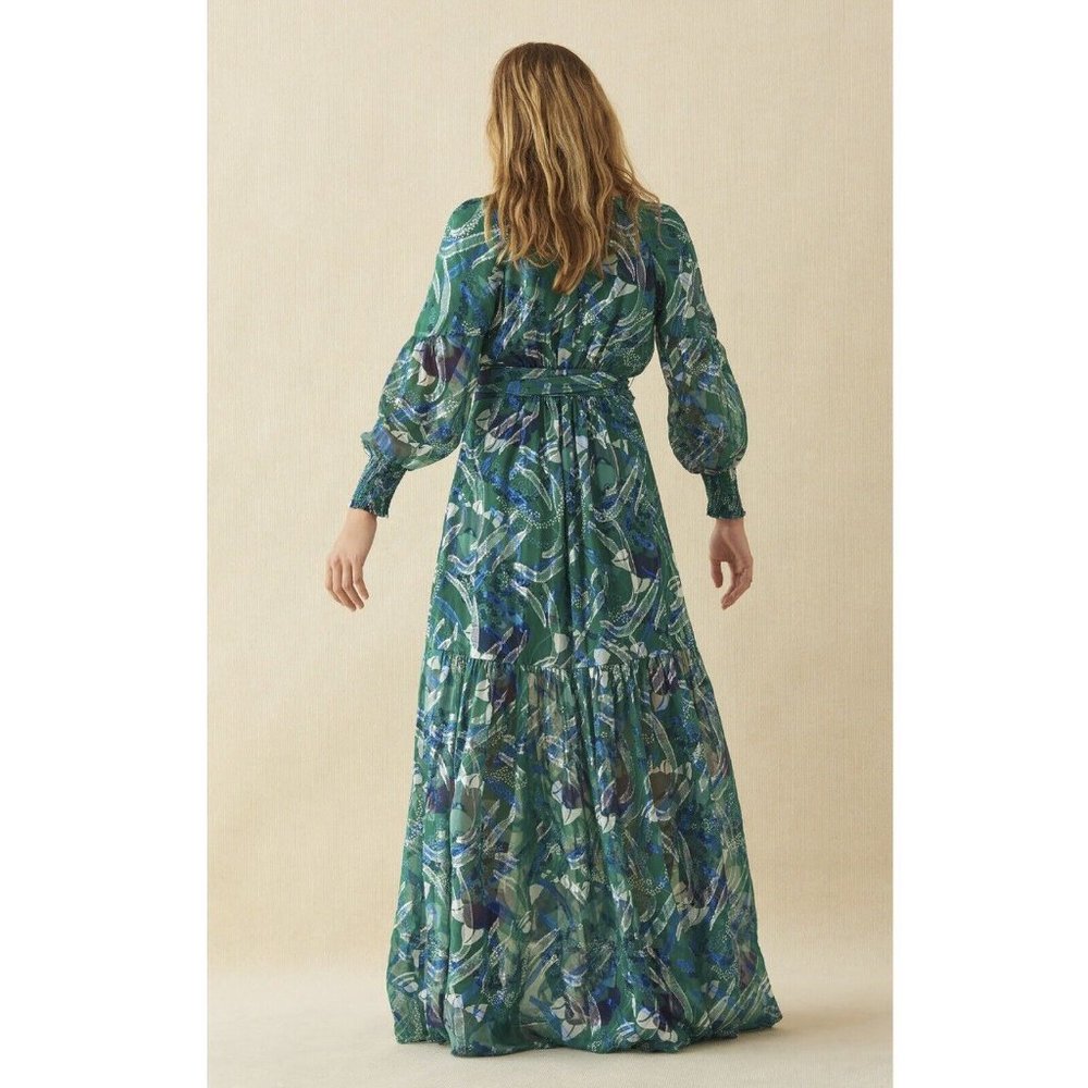 Ba&Sh vert Green Floral Joie Robe Long Sleeves Sleeves Maxi Dress Size 1 - Picture 8 of 10